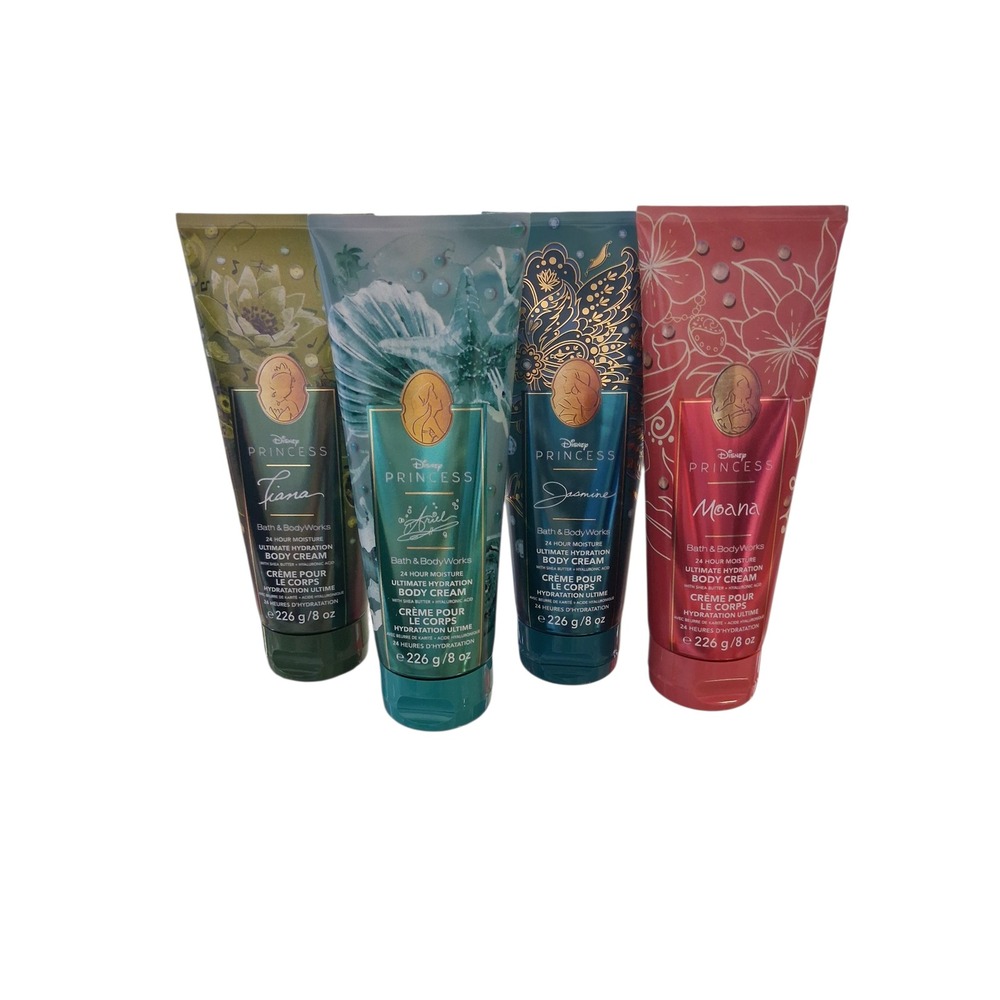 4pcs Bath & Body Works Disney Princess Tiana Jasmine Ariel Moana‎ Body Cream Set